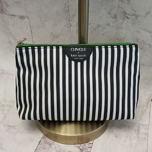 Clinique x kate spade Black and White Striped Cosmetic Pouch